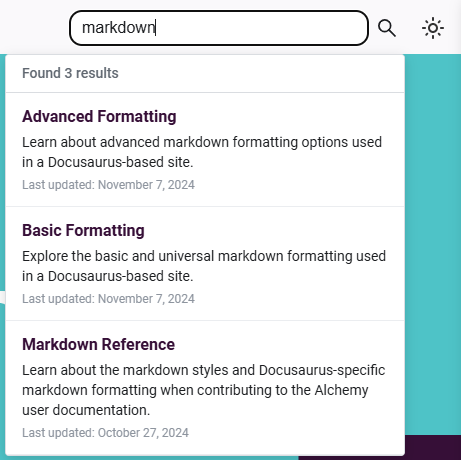 Image showing the expanded search bar when clicked